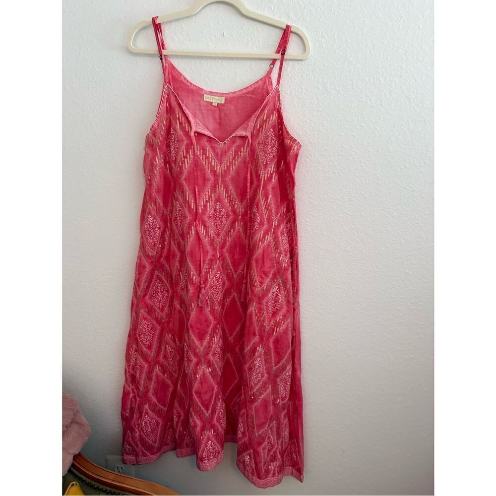 Ruby Yaya Pink/Coral‎ Embroidered Embellished  Midi Length Dress Size Small